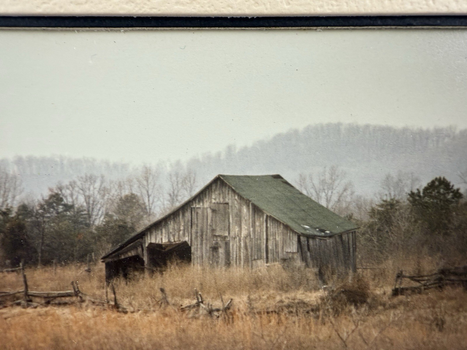 Gamow signed Old Farm Barn in Fenced Field Pasture Photography Art 5″ x 7″ Mated