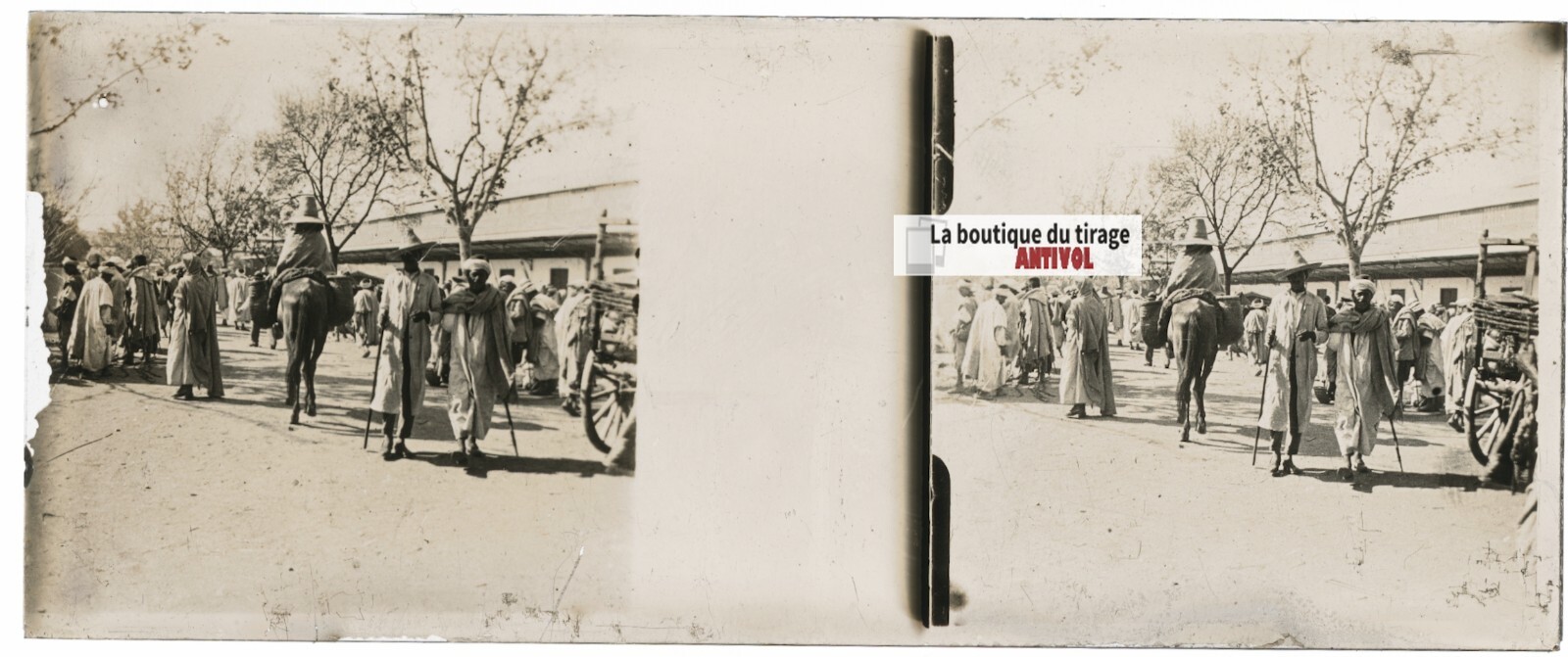 Characters, Morocco, Stereo Glass Plate, Positive Black & White 4.5×10.7 Cm