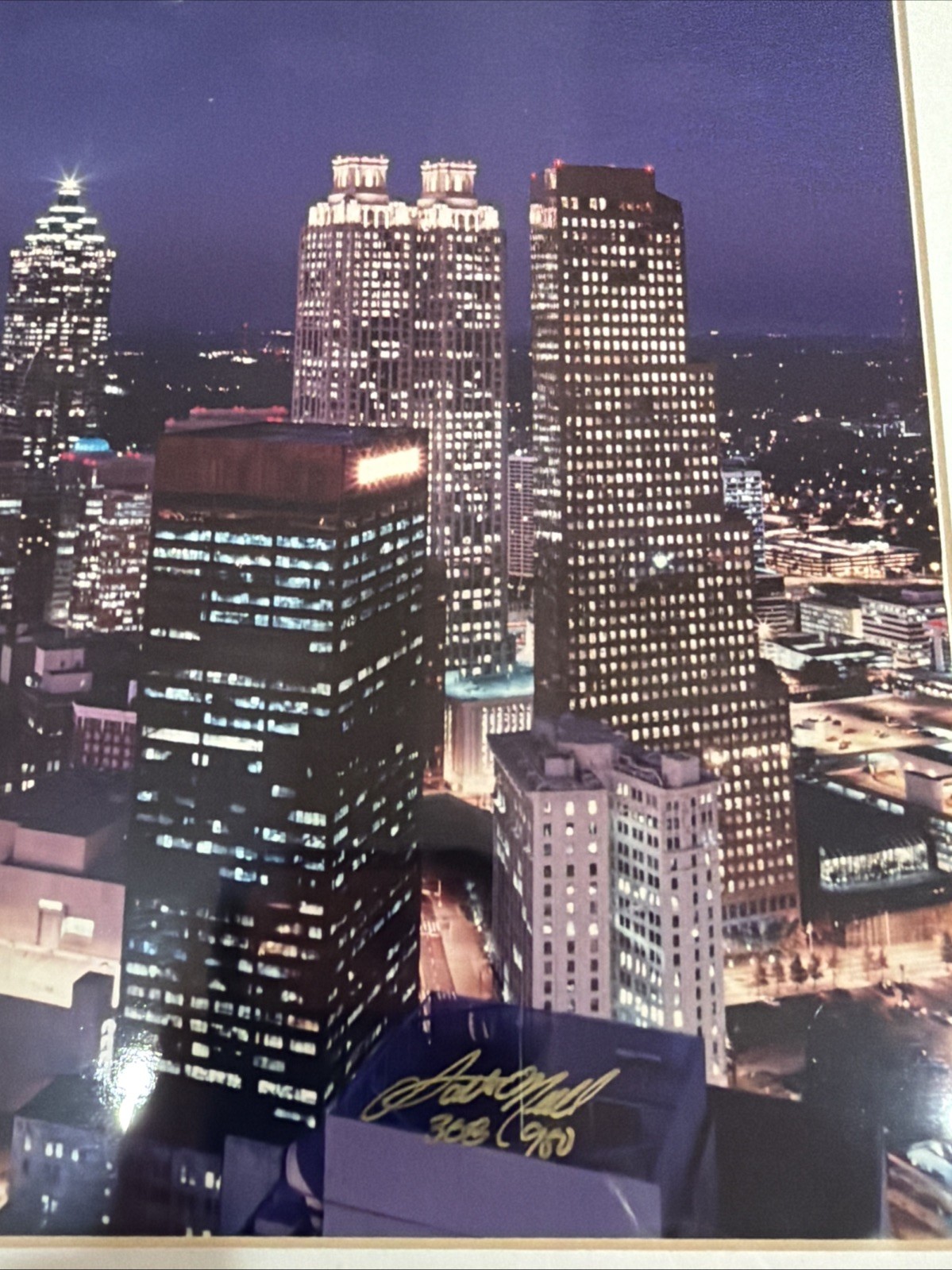 Scott O’Niell Signed Atlanta Night Corporate Skyline Cityscape Photo 8×10 80s 90