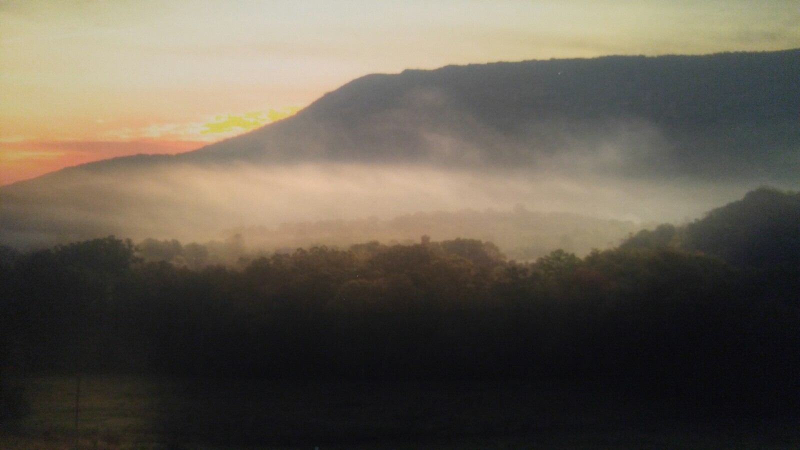 19×13 Digital Art Photograph Blue Ridge Mountains Virginia Sunset Sunrise Fog