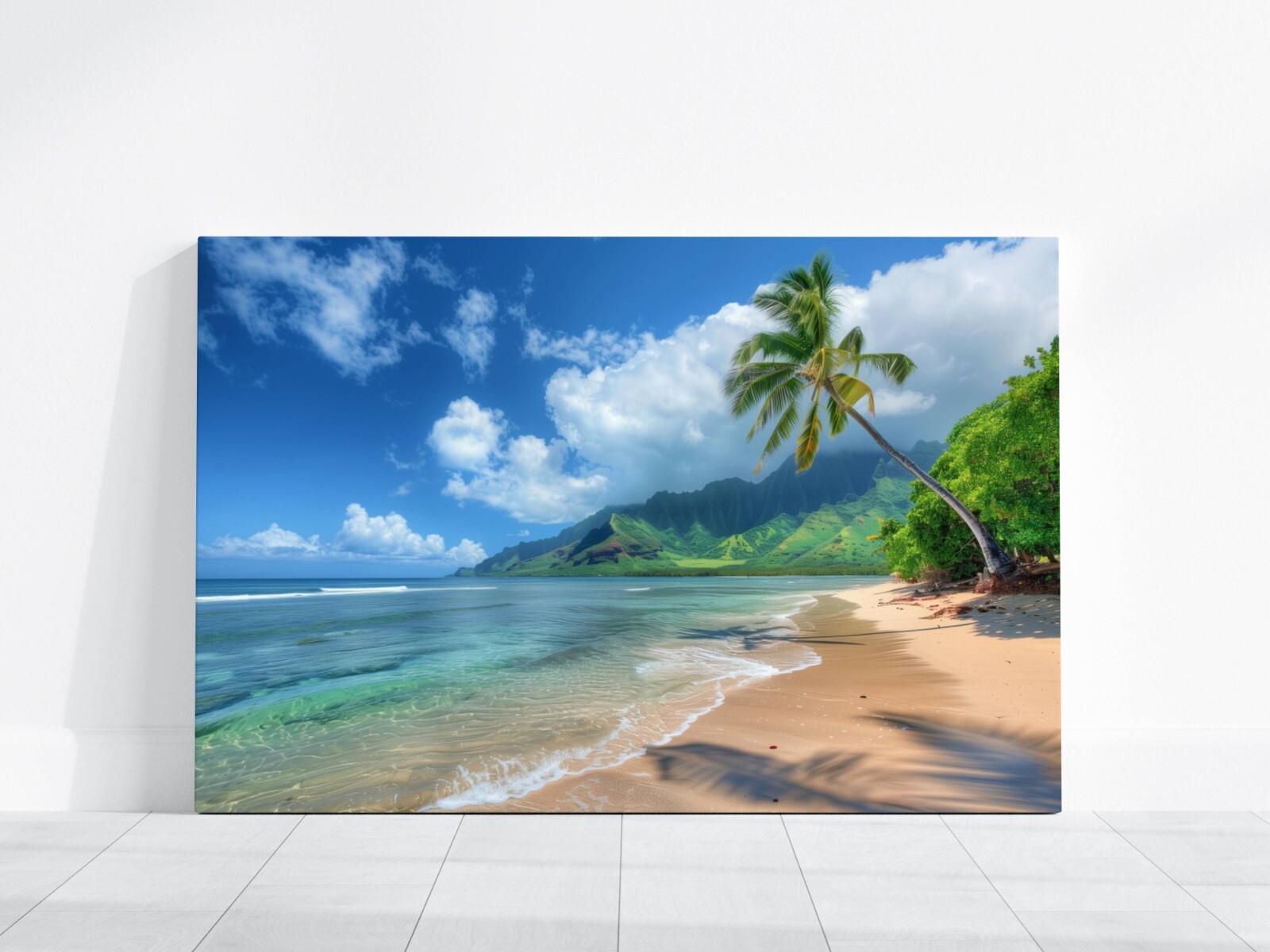 Hawaii Beach Art, Hawaii Shoreline Photography, Tropical Beach Hawaii Mountains