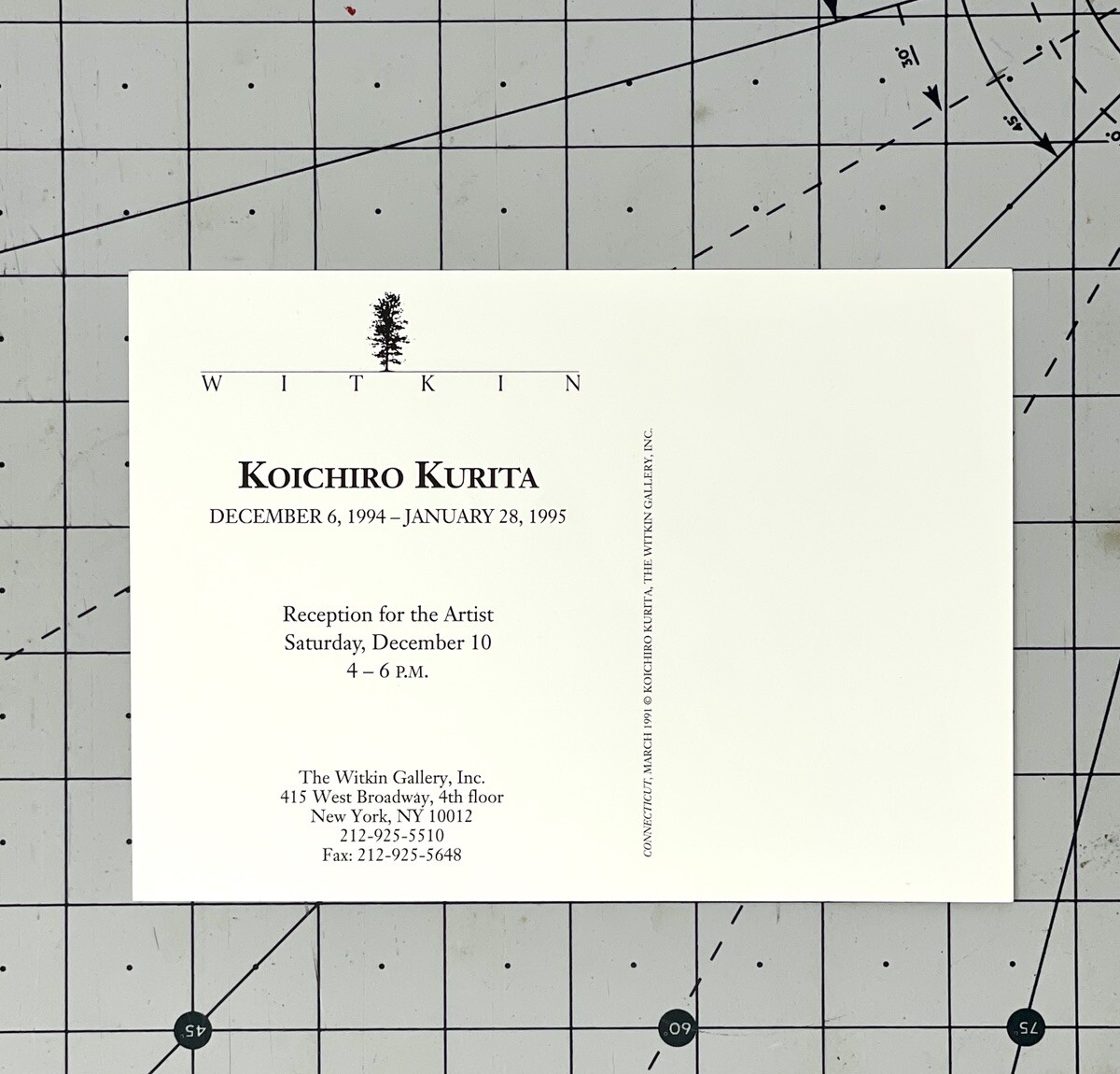 Koichiro Kurita (b. 1943) Art Announcement Card 1995 – Witkin Gallery NYC