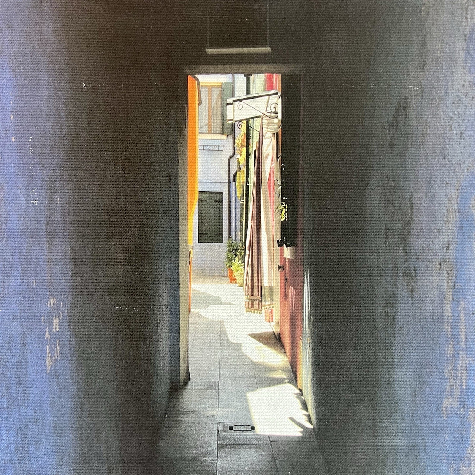Venice Italy Blue Alley Canvas Print European Architecture Mediterranean Rustic