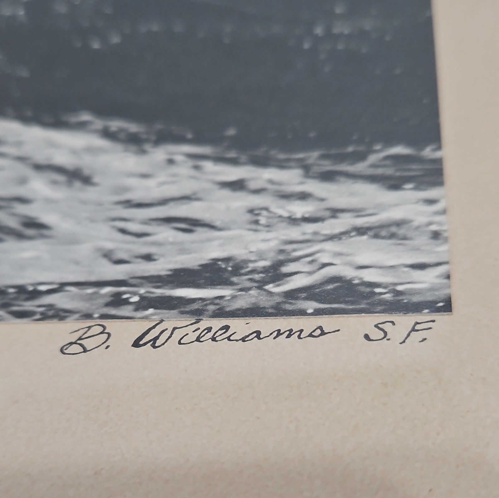 B. Williams Signed Black & White Sailboat Seascape Photo Framed Matted Landscape