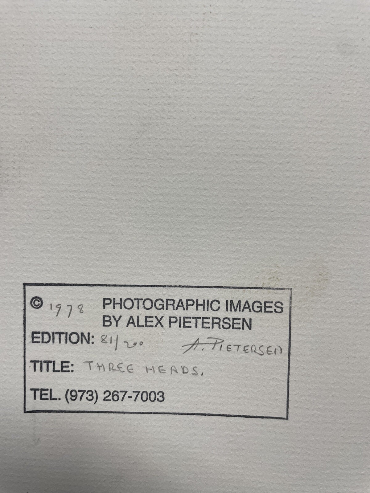 MCM Abstract 1978 VTG Alex Pietersen Signed Numbered Photo 81/200 “Three Heads”