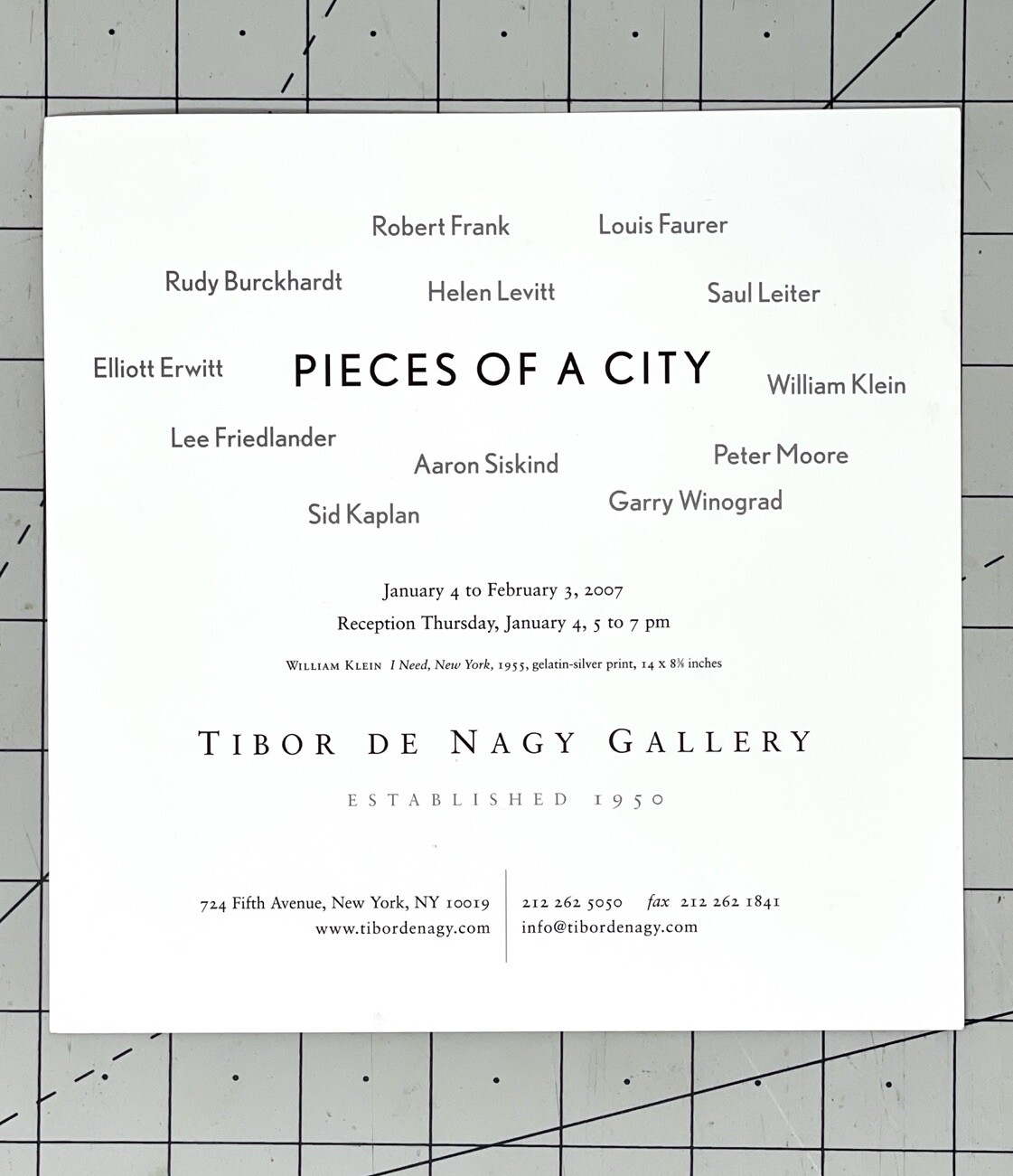 William Klein (1926-2022) Art Show Announcement Card 2007 – I Need, New York