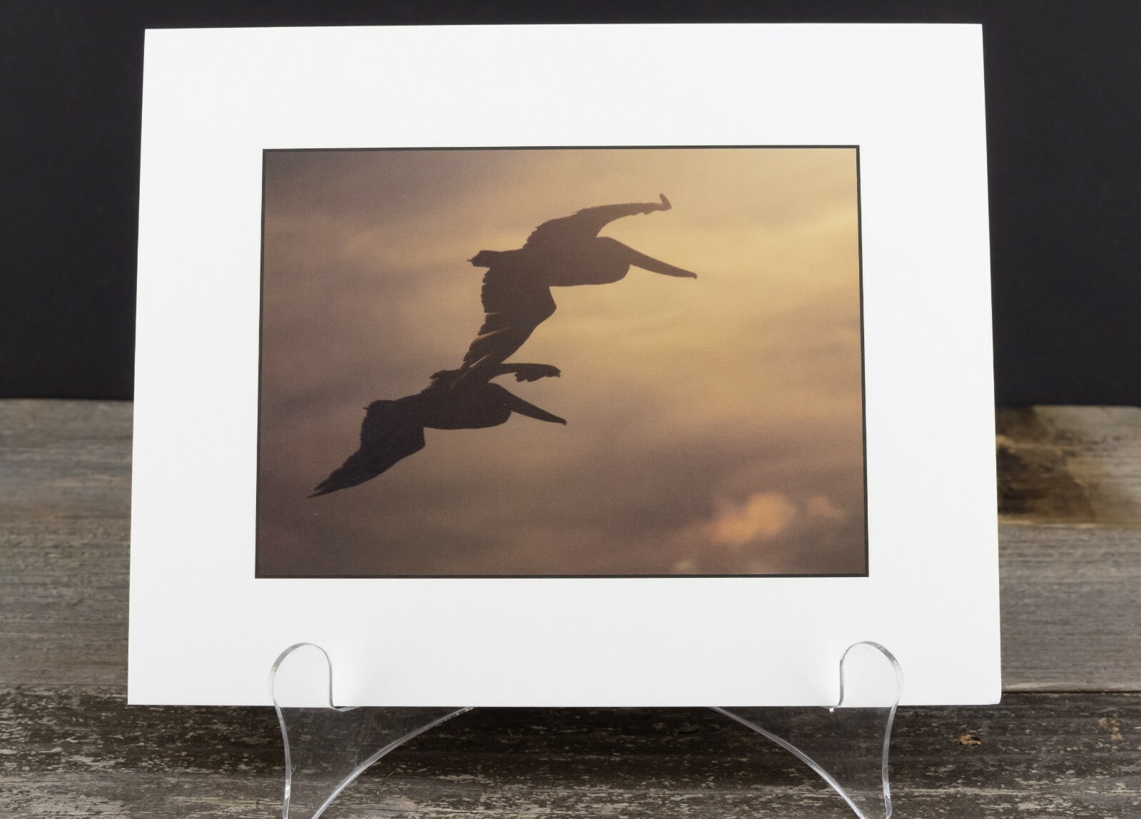 Sunset Pelican Print, 5×7, Thick Eggshell Texture Matte Paper, Ready to Frame