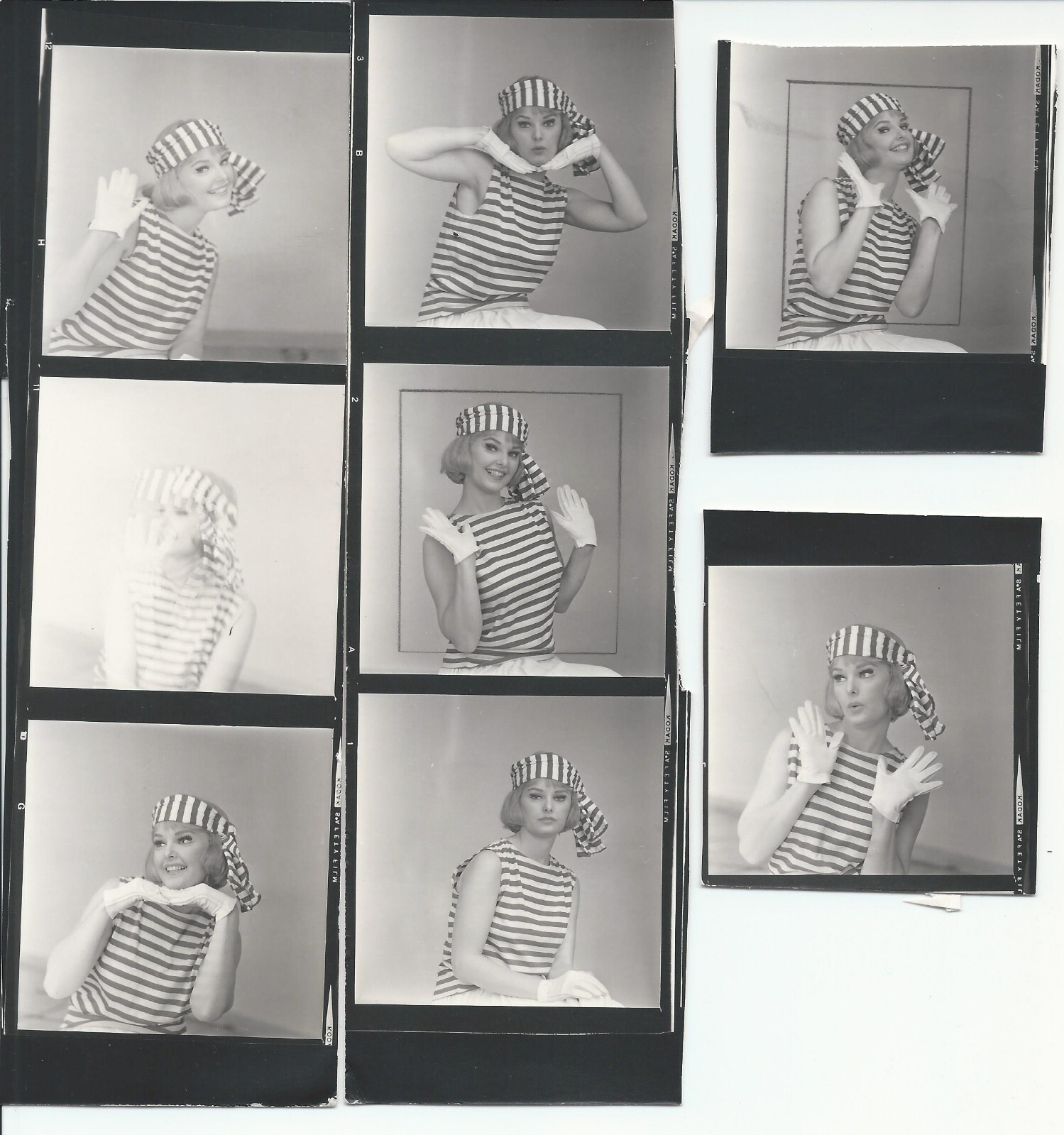 Cute Blonde in Stripe Outfit Poses HENDRICKSON Negative Photo Contact Sheet R14