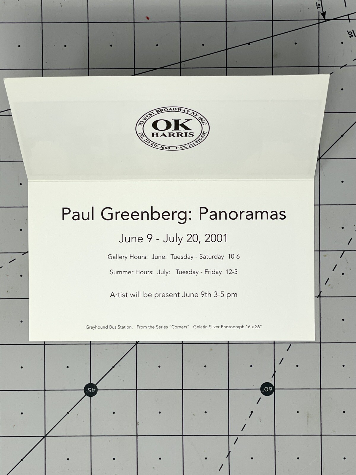 Paul Greenberg (1935-2022) Art Show Announcement Card 2001 – Panoramas