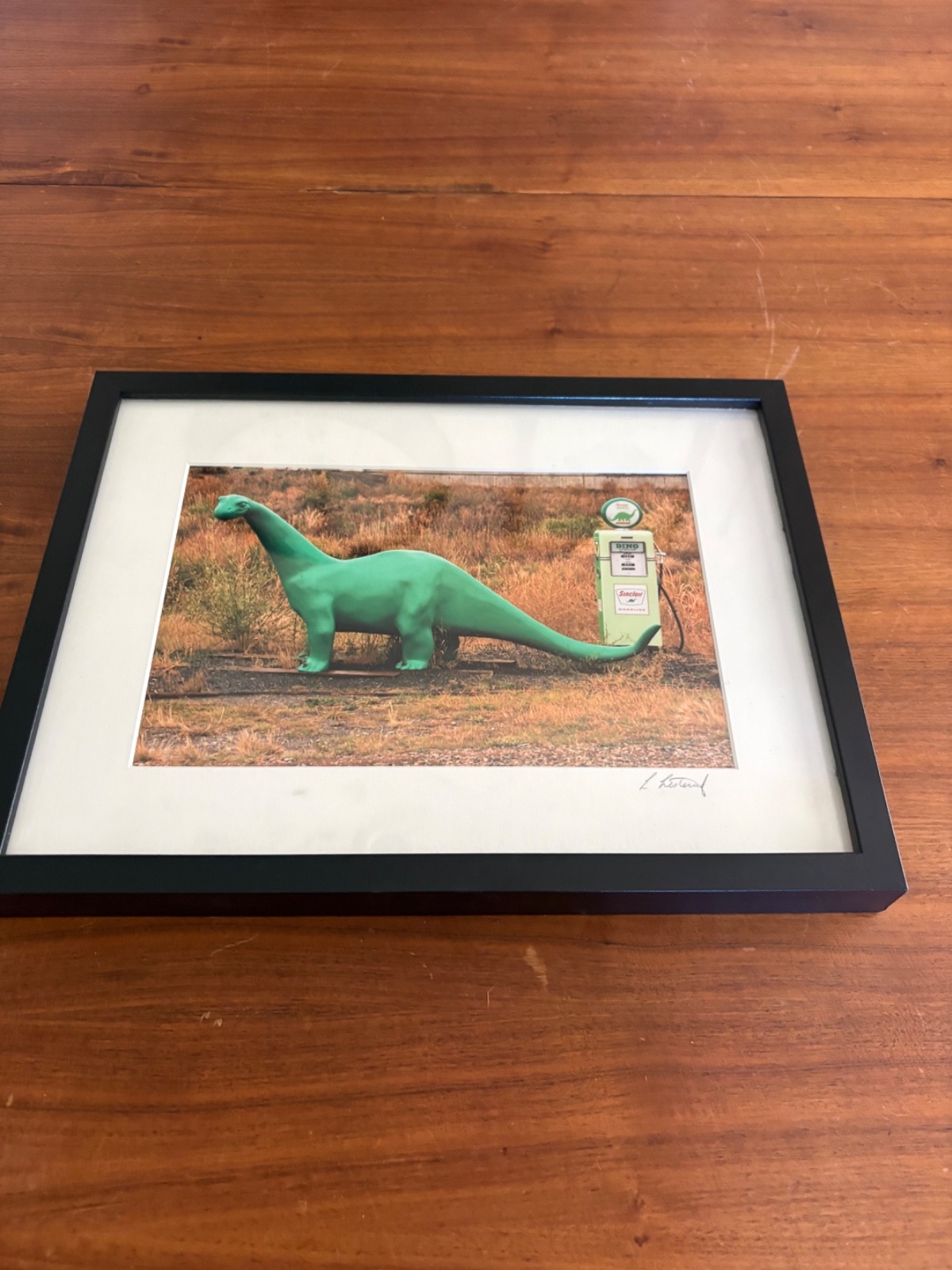 Signed Framed Sinclair Dino Roadside Americana Photograph