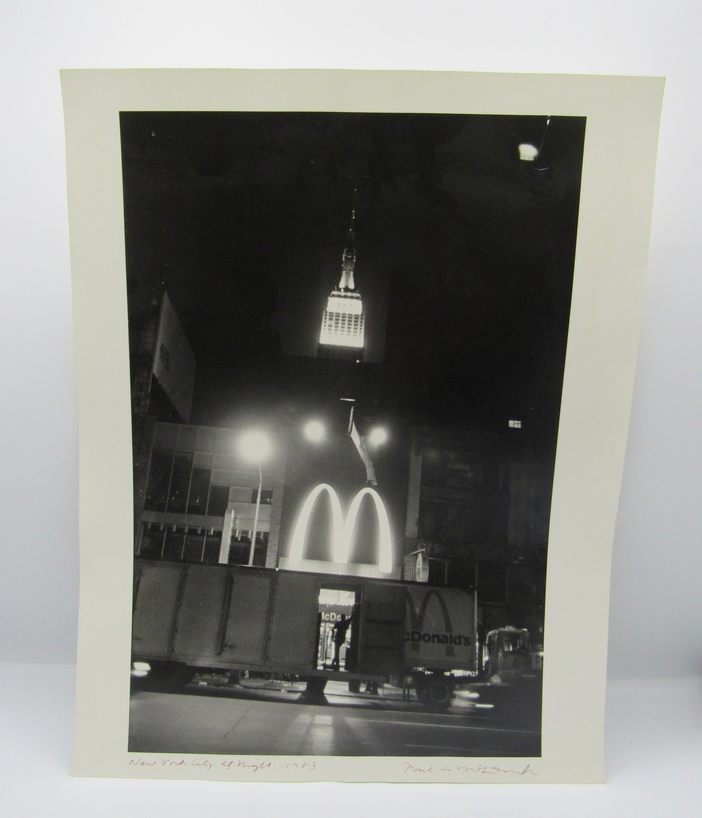 Signed Paul A. McDonough (1941–2025) b&w photo New York City at Night 1983