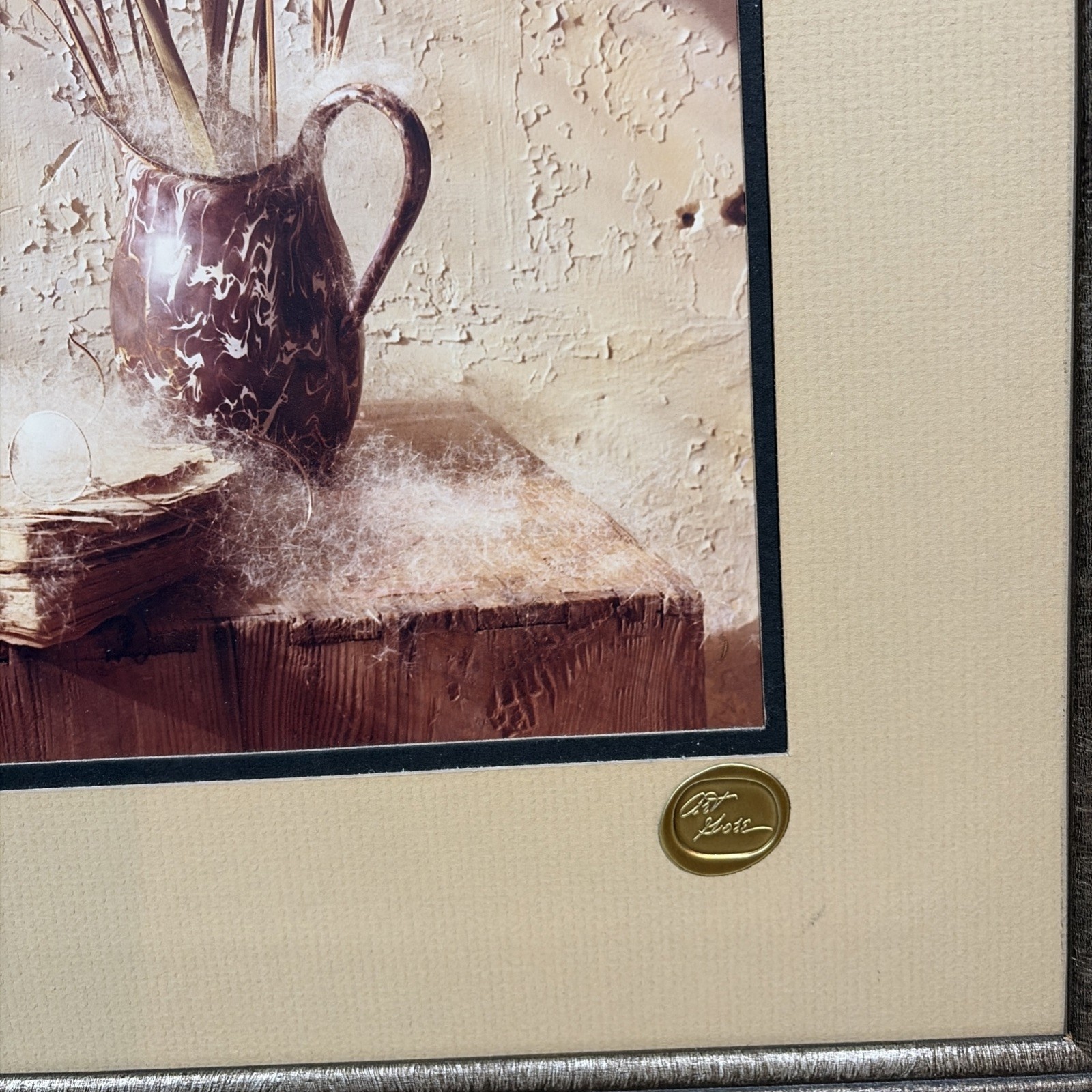 Set of (2) Signed 1971 Art Gore Prints w/ Wax Seals in Wooden Frames