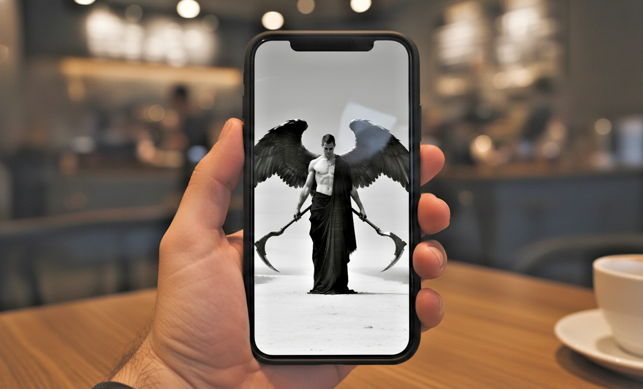 Dark Angel Warrior Scythes Digital Art Download Print Black & White Image PNG