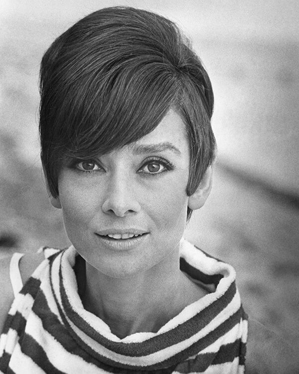 Audrey Hepburn posing in striped top for Two For The Road 16×20 Poster