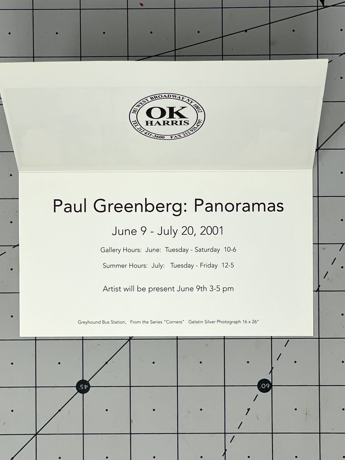Paul Greenberg (1935-2022) Art Show Announcement Card 2001 – Panoramas