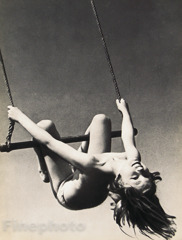 1935 Original ANDRE STEINER Female Nude Woman Trapeze Circus Photo Gravure Art