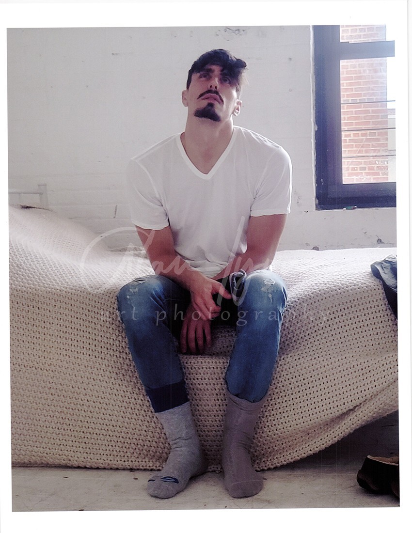 11 X 8.5 Alan Lyon Original Male Photo gay interest (1) Kree sitting on bed