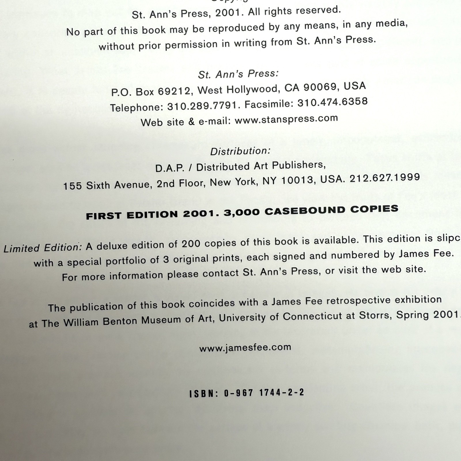 James Fee: 1993-2000 First Edition-Fine Art Photography Collectable Excellent