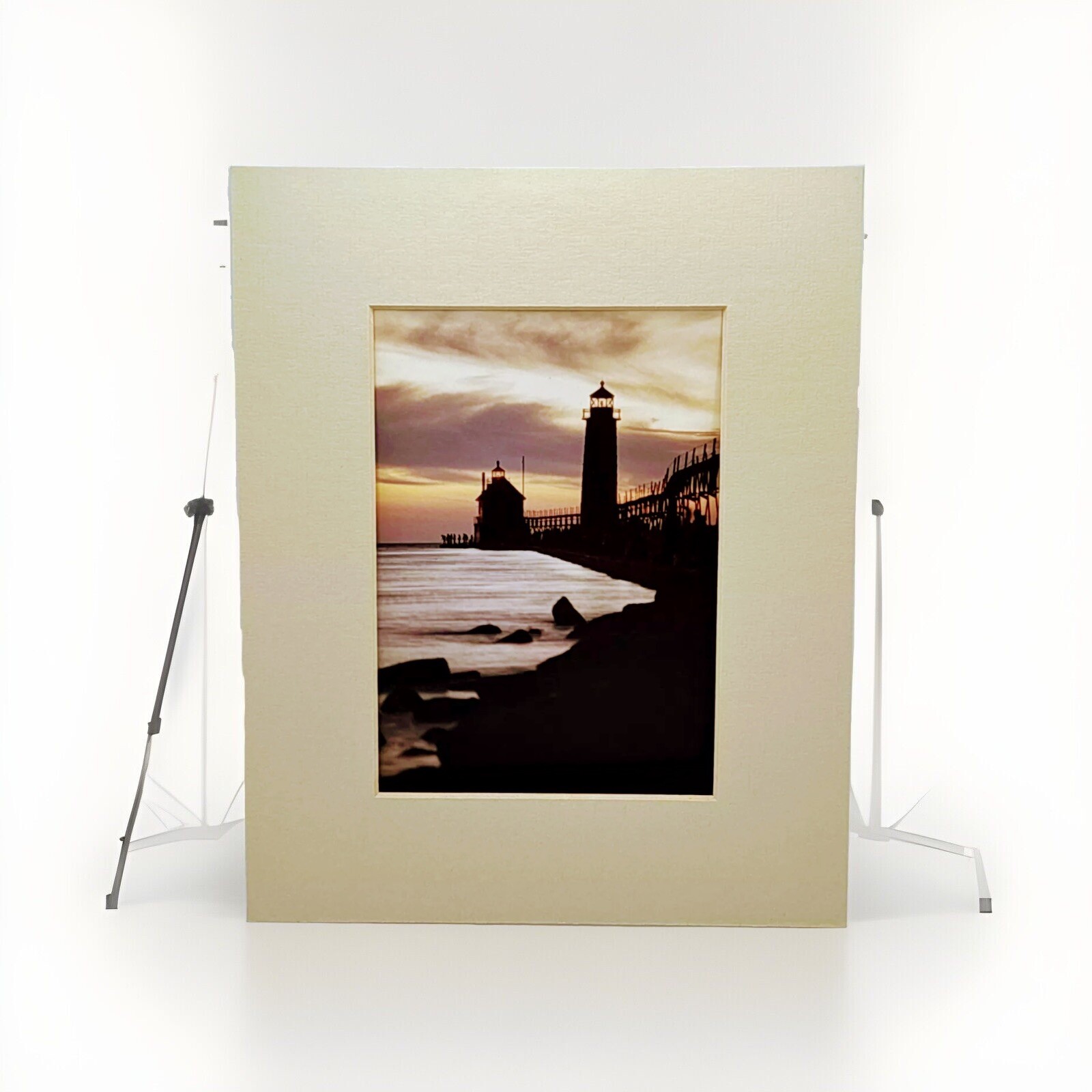 Grand Haven Lake Michigan Sunset Framed Photography Print 5×7″ In 8×12″ Frame