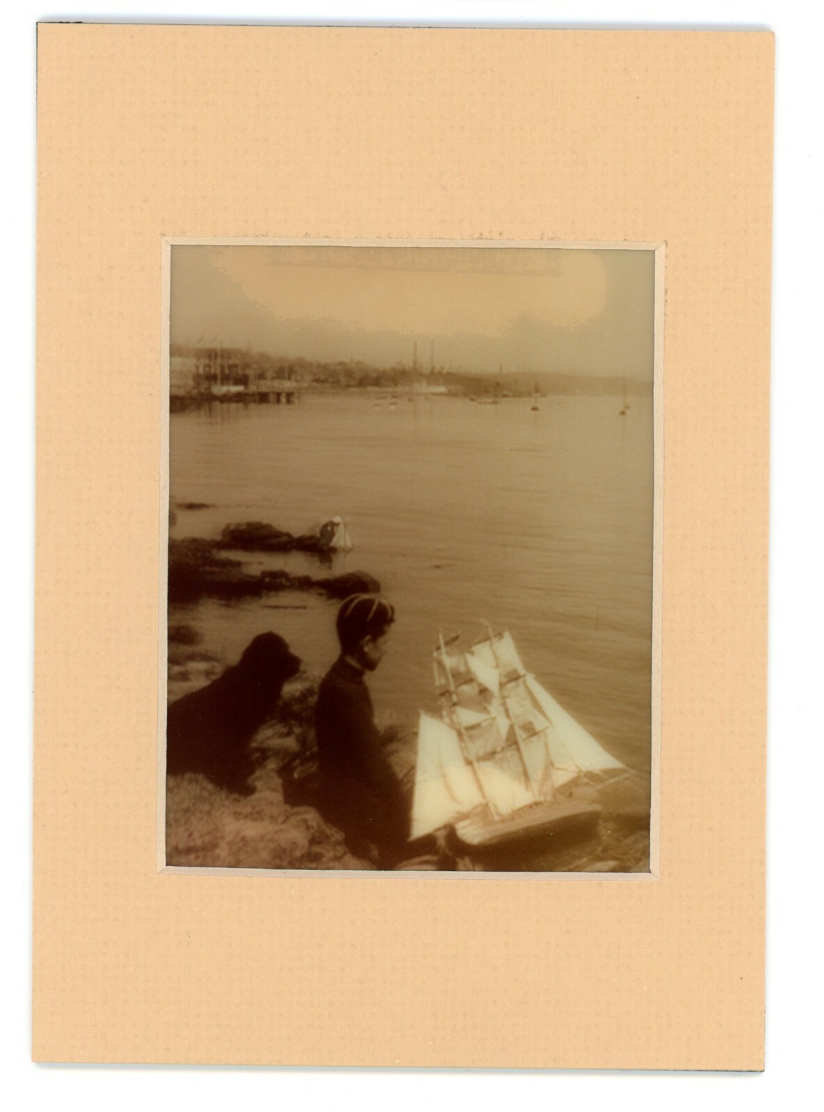 Boy With Toy Boat 1900 3-d Photo Reprint Stereographic Arts 5×7 Halifax Canada