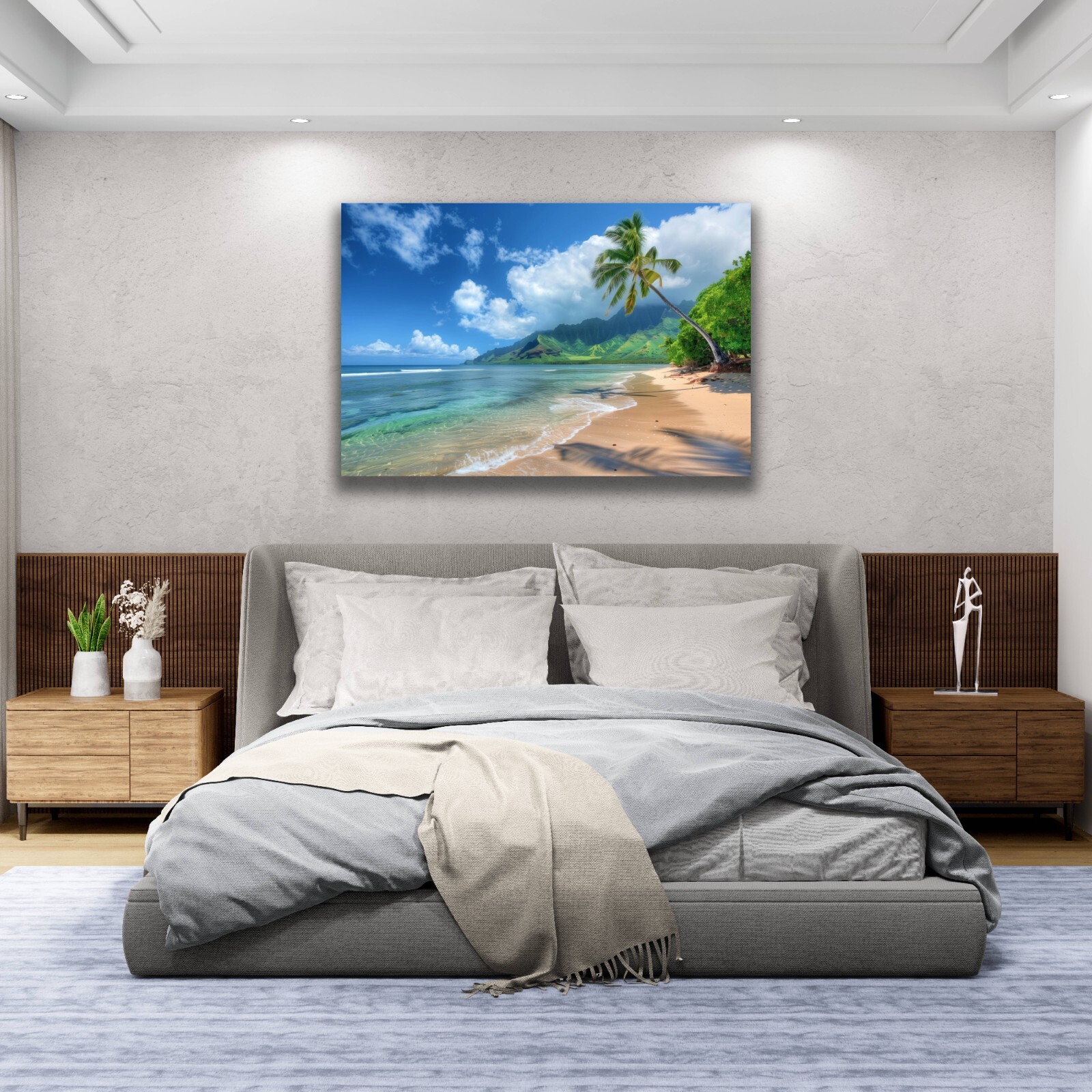 Hawaii Beach Art, Hawaii Shoreline Photography, Tropical Beach Hawaii Mountains