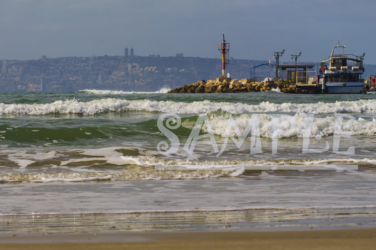 Mediterran Sea Acre old City harbor lighthouse Maritime art Picture Photo Print