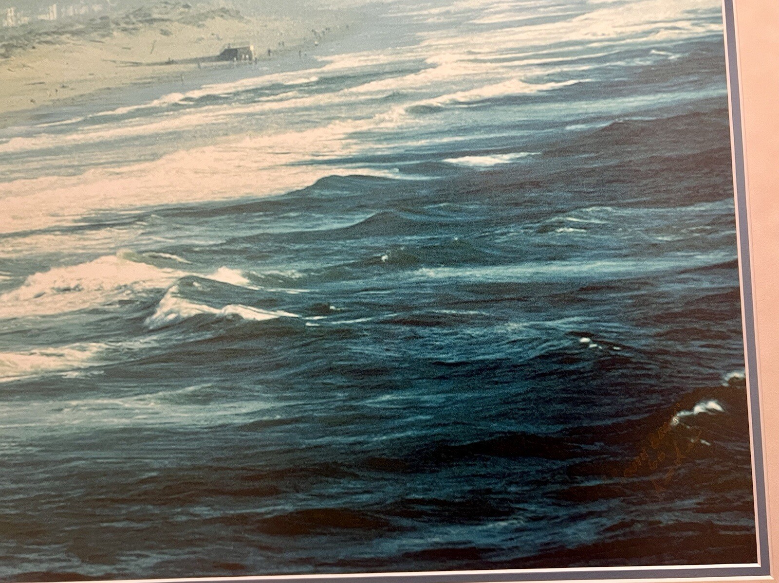 Large Vintage Framed South Beach Miami Florida 1966 Photograph Signed 40×31″