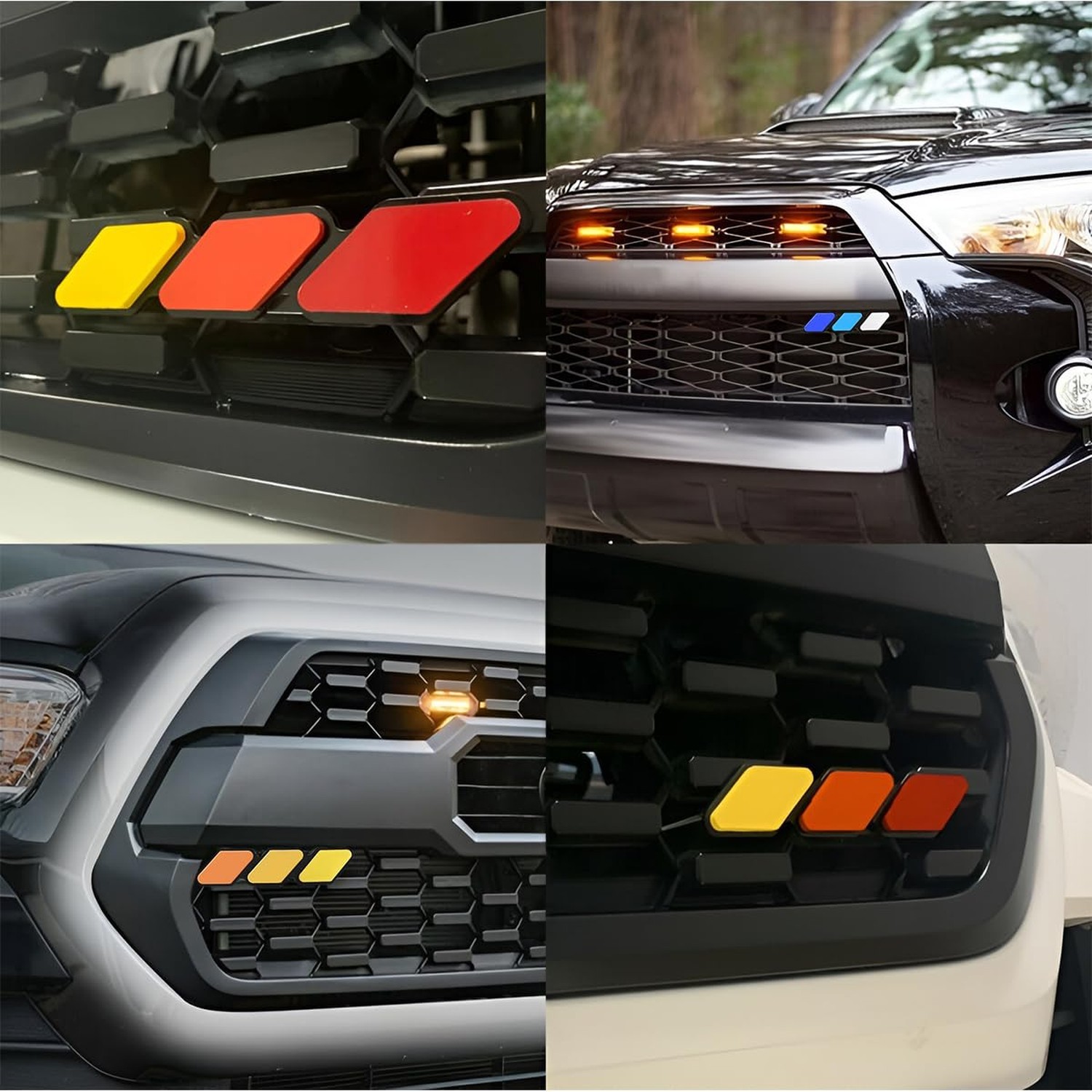 Car Grille Decor Badge, Tri-Color Creative Vehicle Front Grille Insert Trims,…