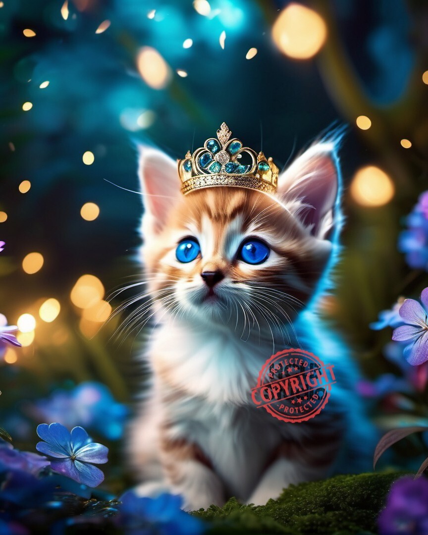 Cute Cats Digital Art – Whimsical Animal Portrait for Desktop Wallpaper