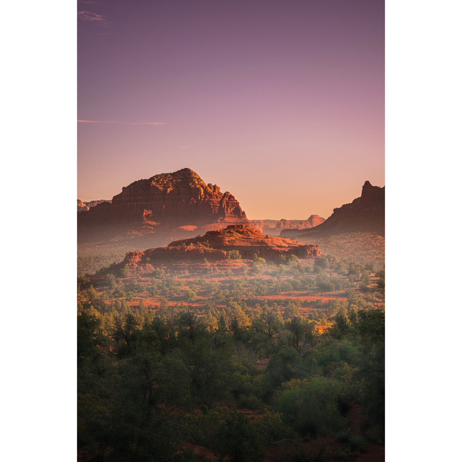 Bell Rock Sunrise, Sedona Arizona Landscape Photo, Bell Rock Trail Fog, Wall Art