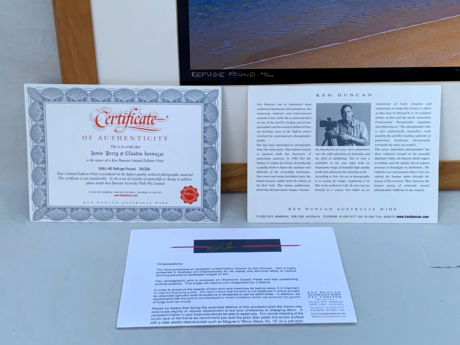 LARGE KEN DUNCAN SIGNED PANORAMIC PHOTOGRAPH REFUGE FOUND SEASCAPE AUSTRALIA COA