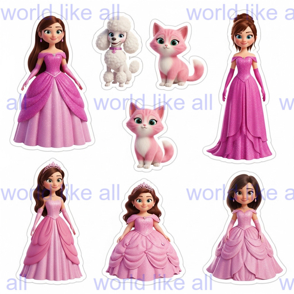 15x Cute Kids Stickers Bundle: 3D Pixar Style | School & Copybook Digital Art 4K
