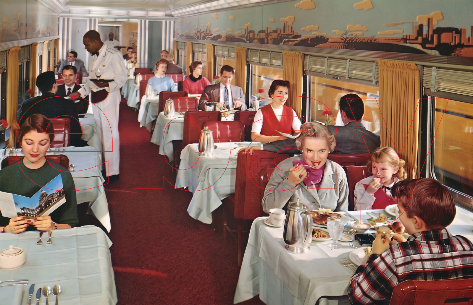 Photo Art Print of the Dining Car on Union Pacific’s City of Denver, circa 1950s