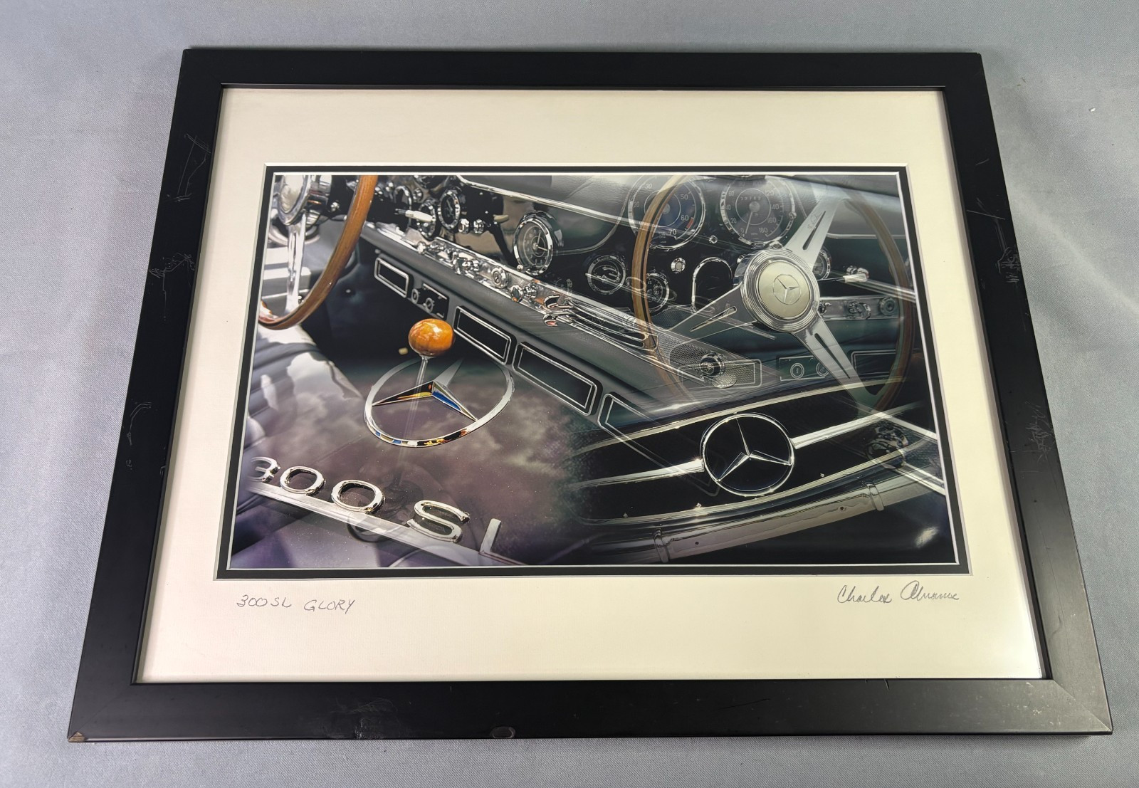Framed Car Auto Fine Art Photographs Mercedes Jaguar Chevy Charles Abrams Signed