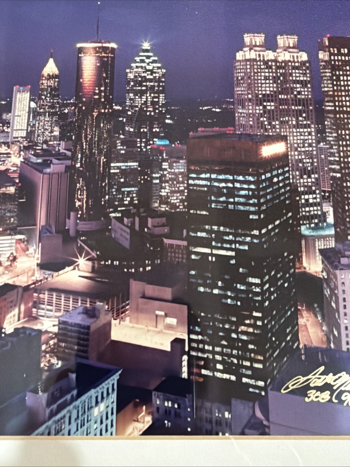 Scott O’Niell Signed Atlanta Night Corporate Skyline Cityscape Photo 8×10 80s 90