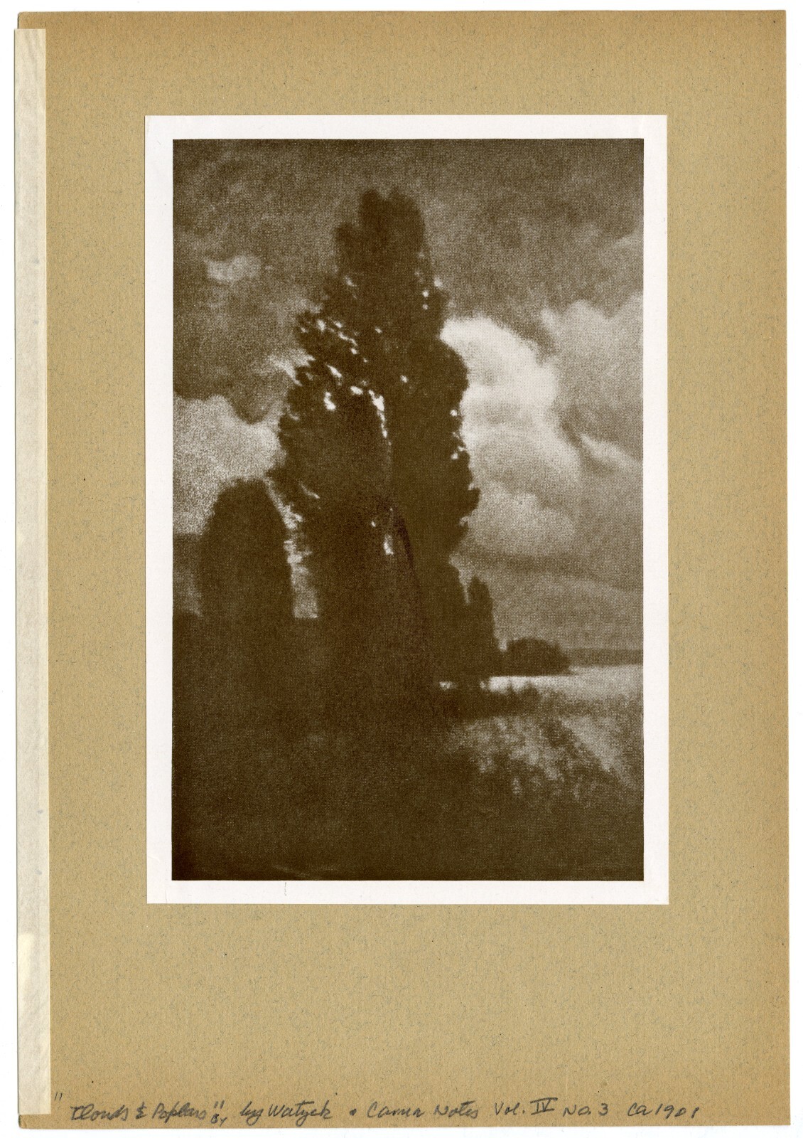 Hans Watzek, “Poplars and Clouds” 1906, Camera Notes Vol. 4, No. 3 Photogravure