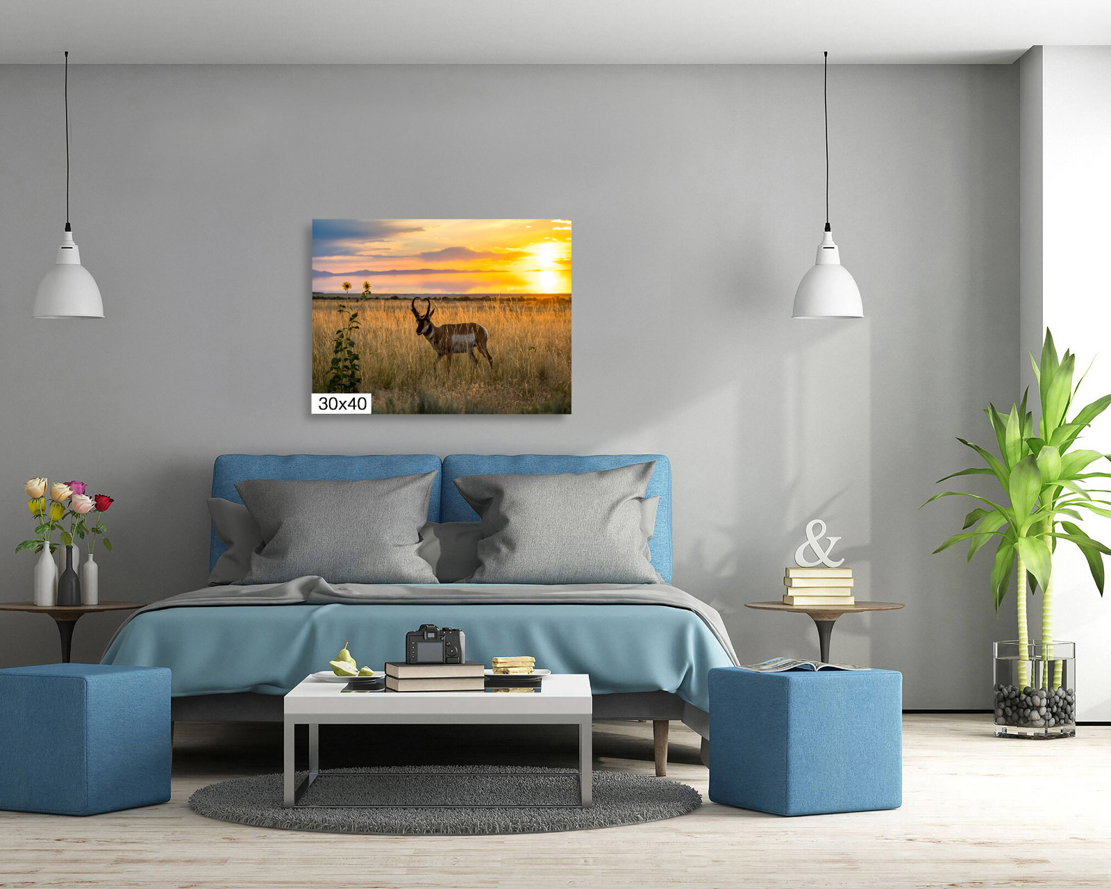 Antelope Island Pronghorn: Utah Sunset Wildlife Photography Wall Art