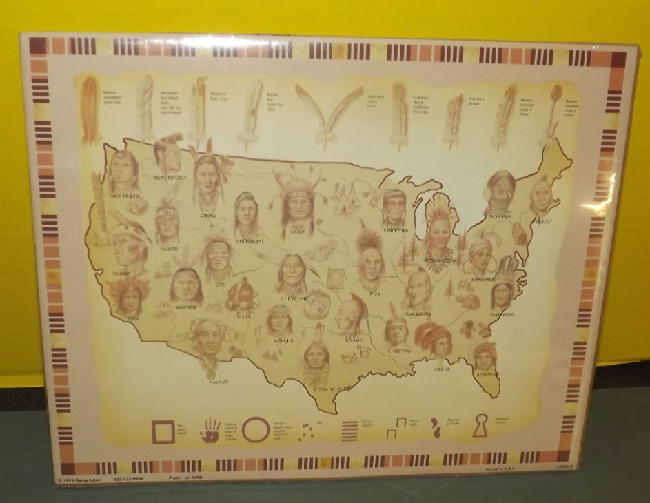 1995 Flying Colors Picture/Map of American Indians in USA by Ian Wilde