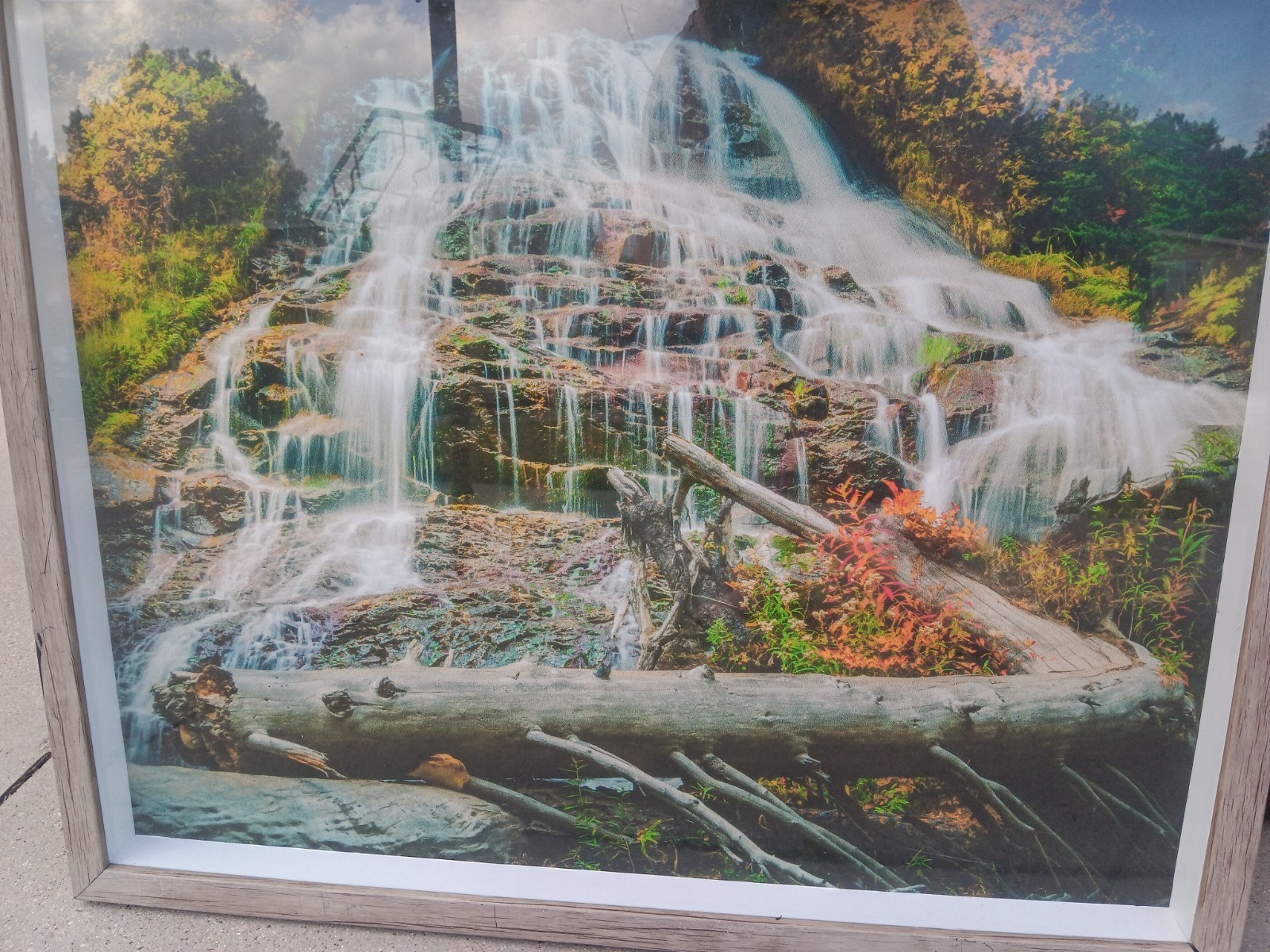 Framed Color Waterfall Nature Landscape Photograph Print, Landscape Orientation