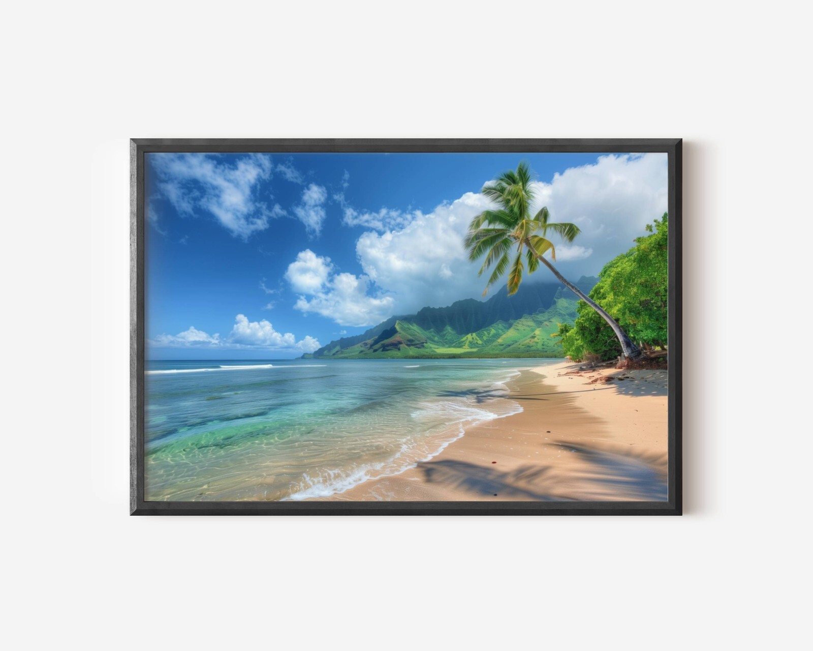 Hawaii Beach Art, Hawaii Shoreline Photography, Tropical Beach Hawaii Mountains