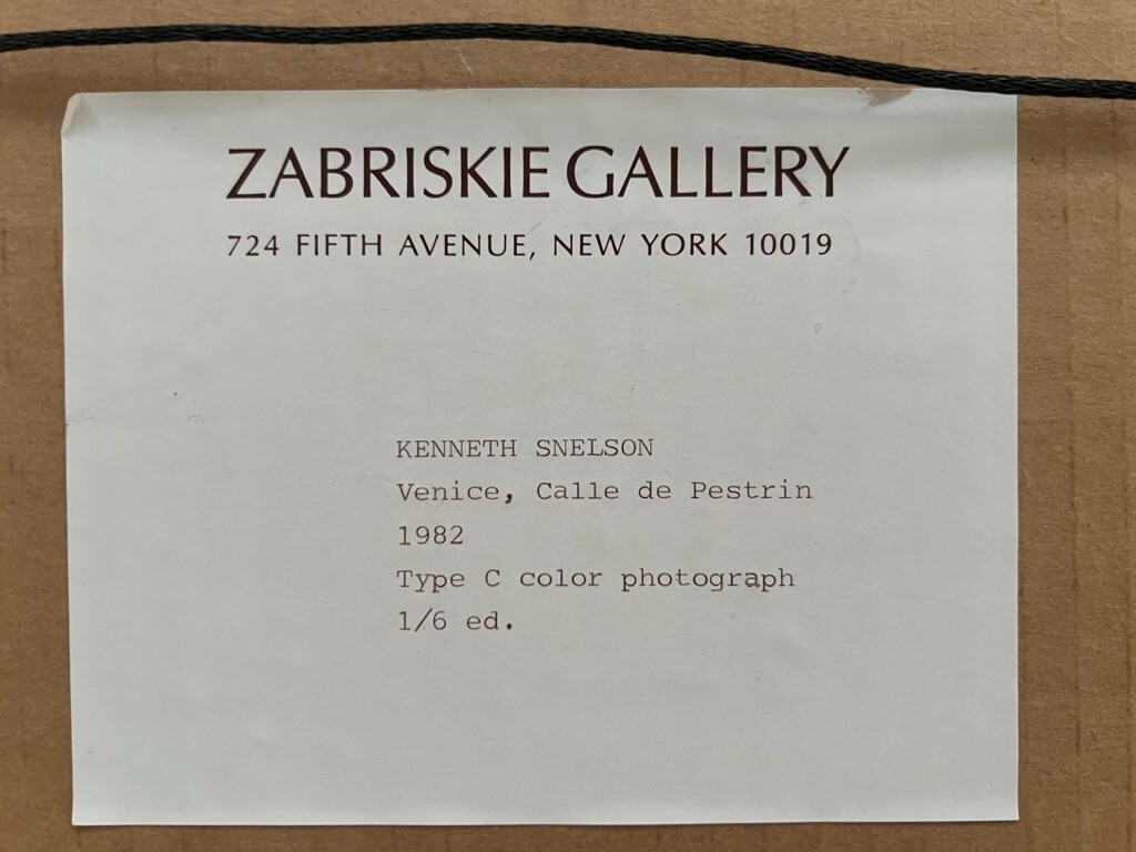 KENNETH SNELSON, Signed, 1982 PANORAMIC PHOTOGRAPH – “Venice, Calle de Pestrin”