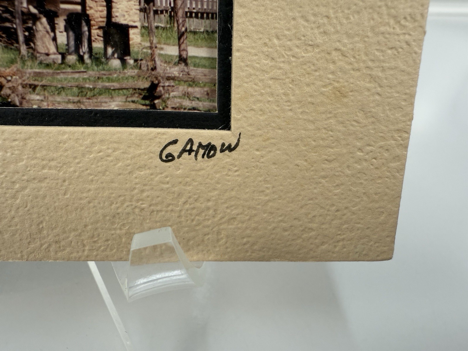 Gamow signed Old Farmhouse in Country Big Chimney Photography Art 5″ x 7″ Mated