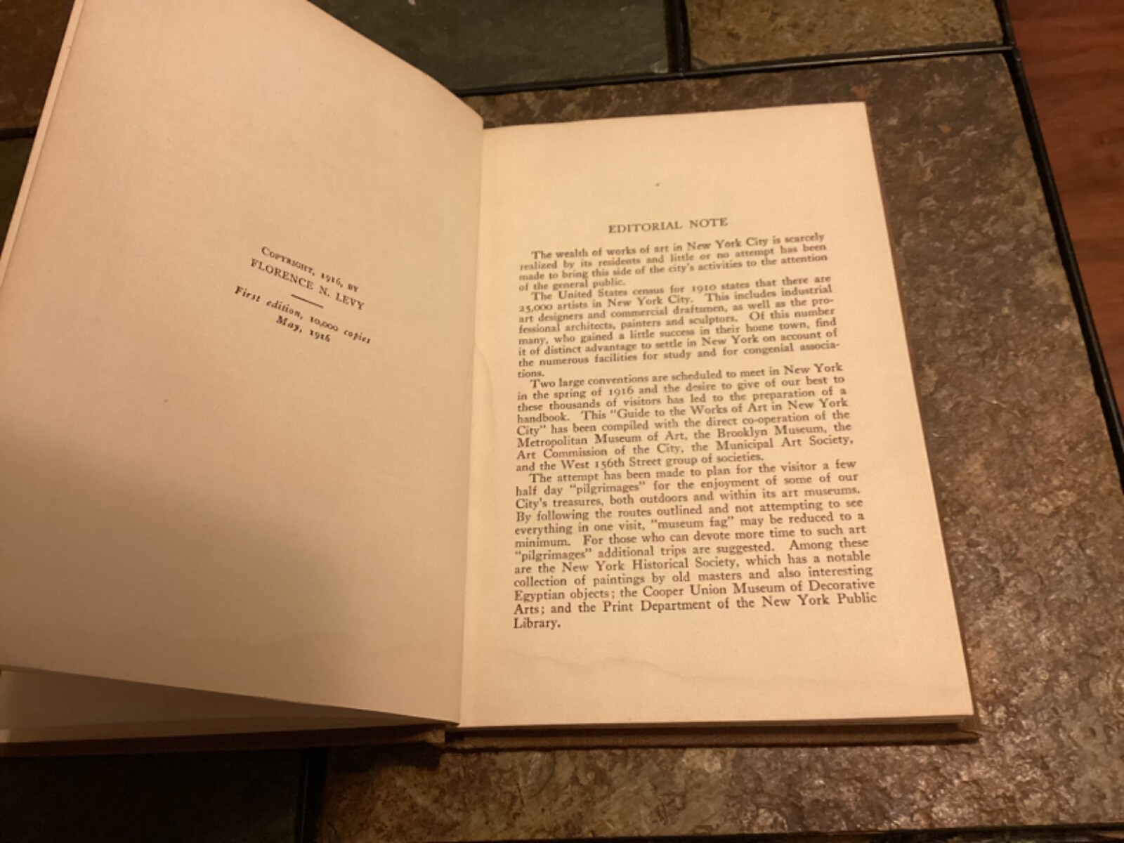 1916 First Edition “A Guide to the Works of Art in New York City”, 10,000 Copies