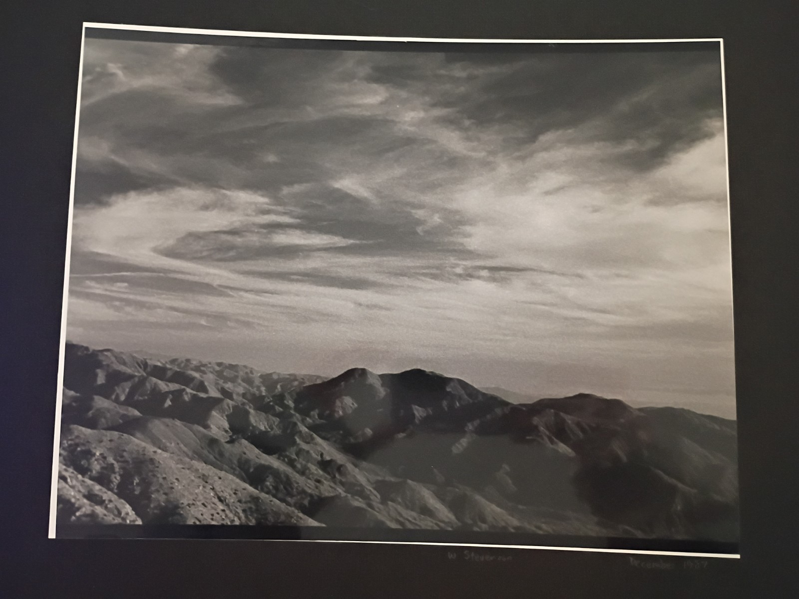 Vintage 80s Black White Desert Mountains Gelatin Silver Print Photograph 20×16