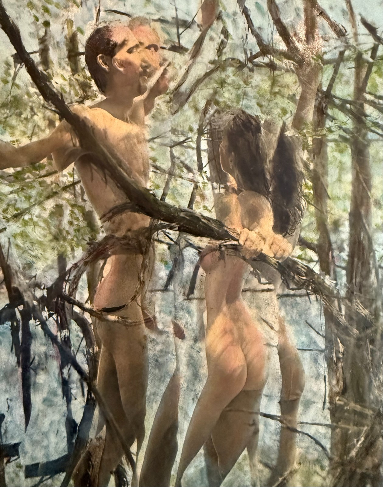 Harriet Tannin Signed Fine Art Photo Couple nude Woods man woman color 1996