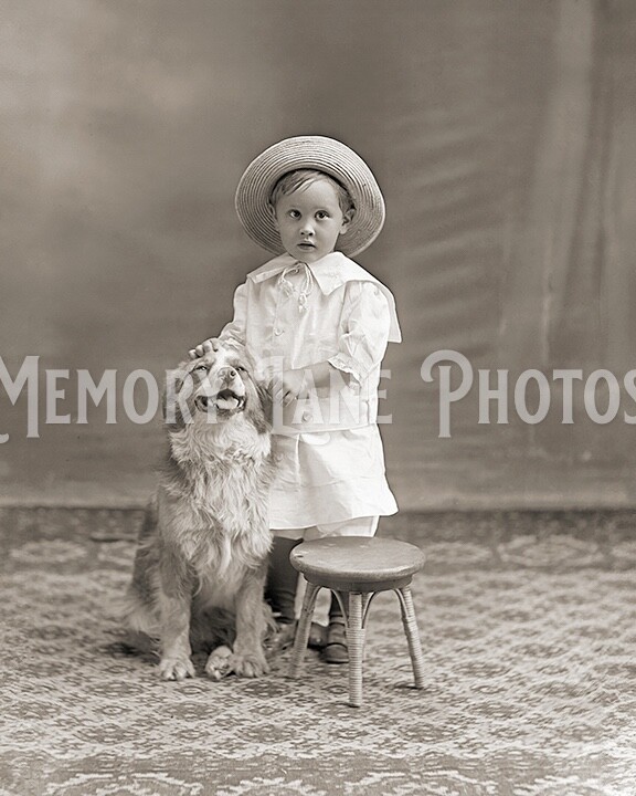 A Boy and His Dog – 1900s Photo Print by George A. Locke – Phillipsburg, KS