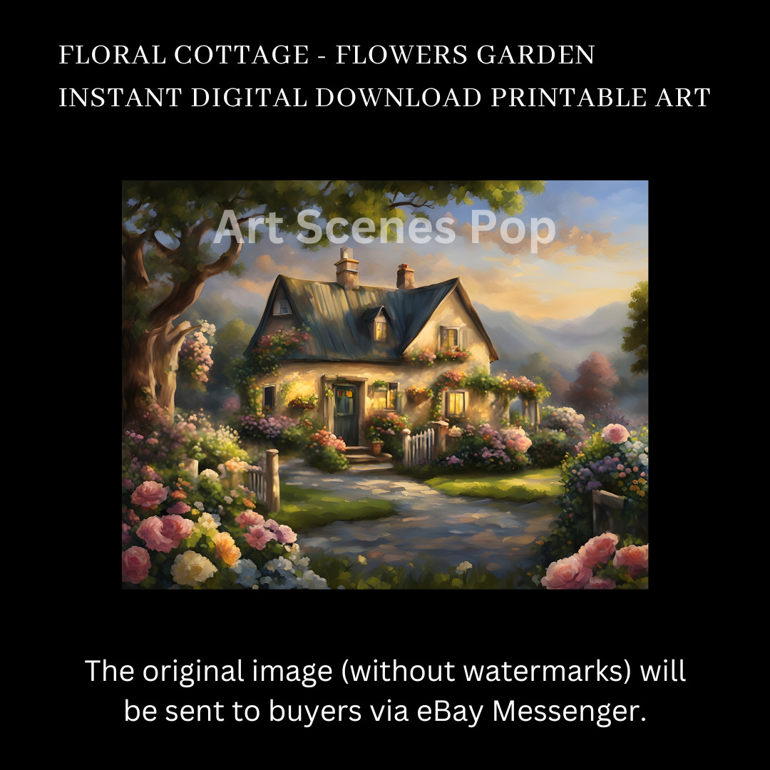 Floral Cottage – Flowers Garden – Instant Digital Download Printable Art HD JPG
