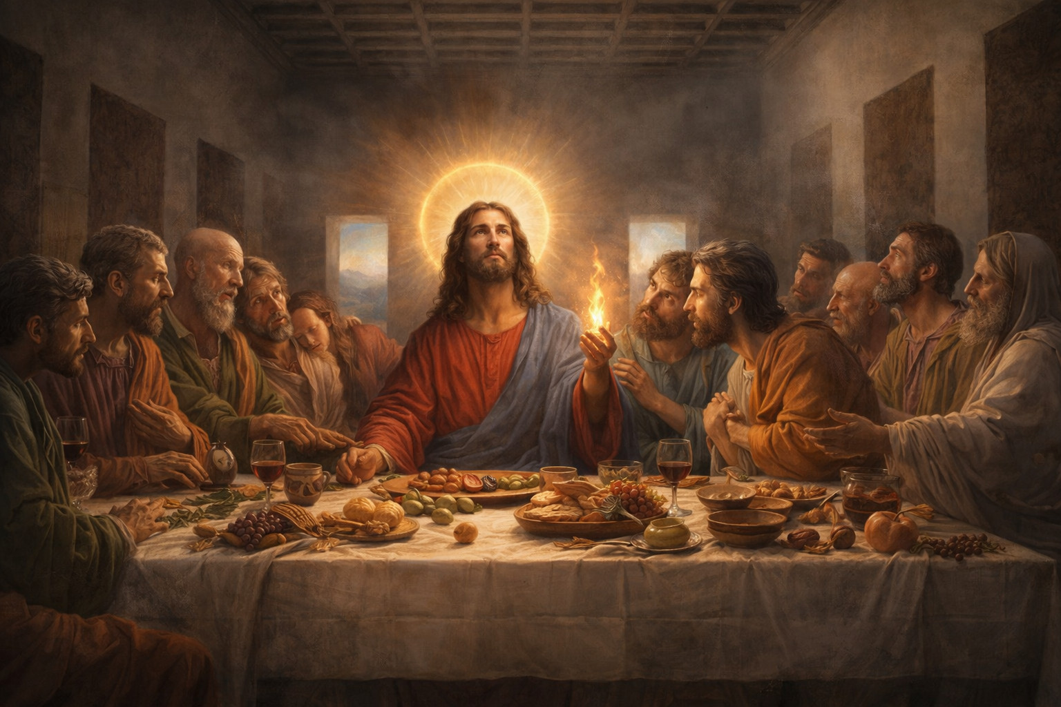 Last Supper of Jesus Christ Custom AI Image Picture Photo Wallpaper Background