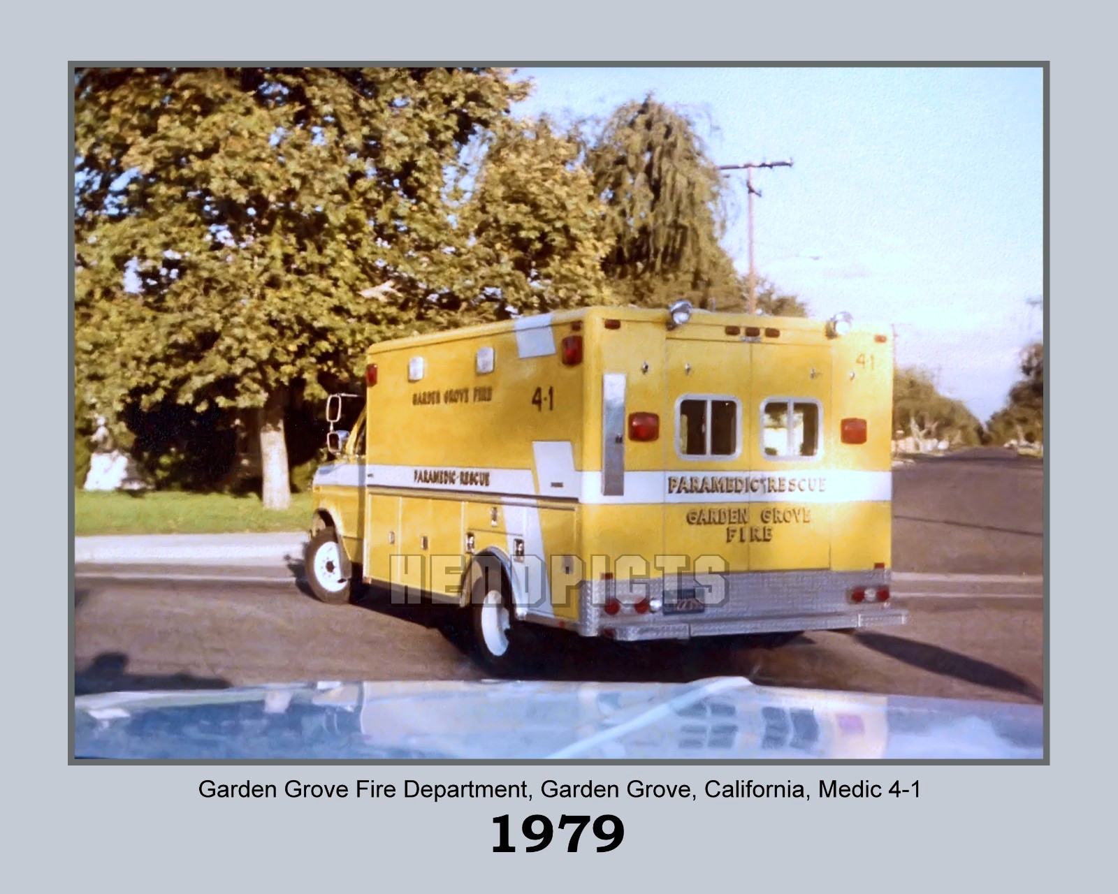 1979 Garden Grove Fire Dept. Medic 4-1 Unit 8×10 Unframed Photo VFRPBT_0092