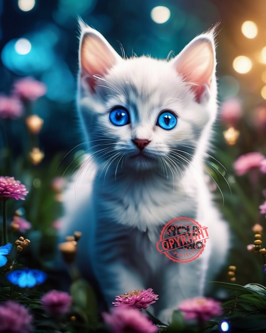 Cute Cats Digital Art – Whimsical Animal Portrait for Desktop Wallpaper